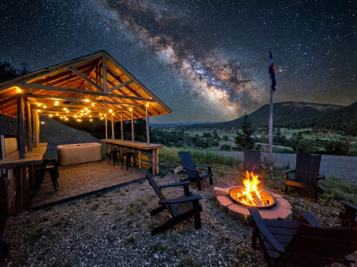 Pagosa Forest Lodge under starry night sky